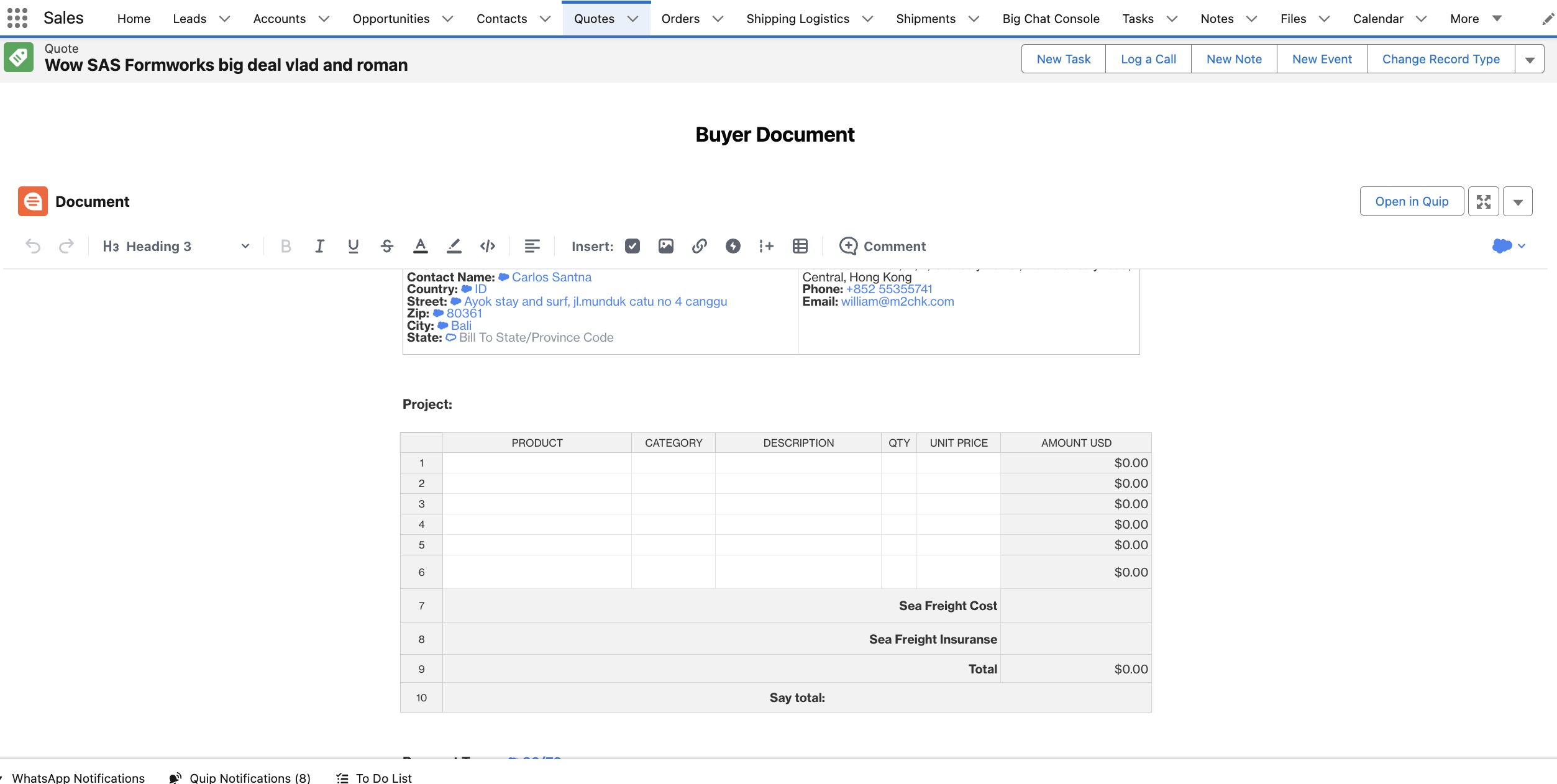 quip for sales cloud