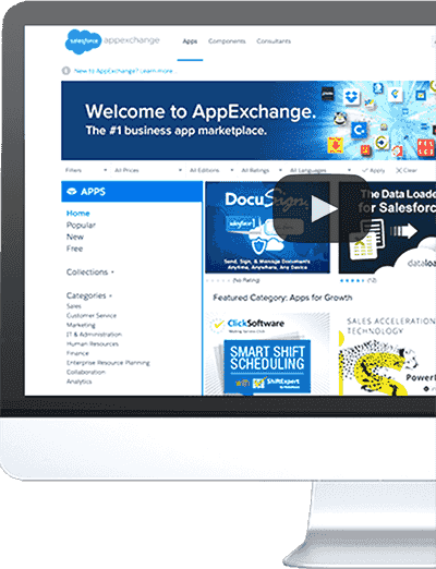 Desktop computer showing Salesforce App Exchange