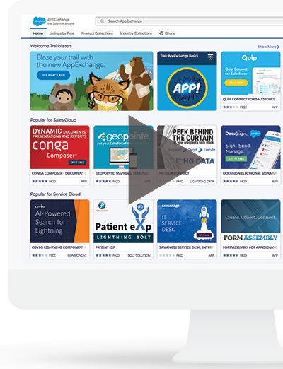 Desktop computer showing Salesforce App Exchange